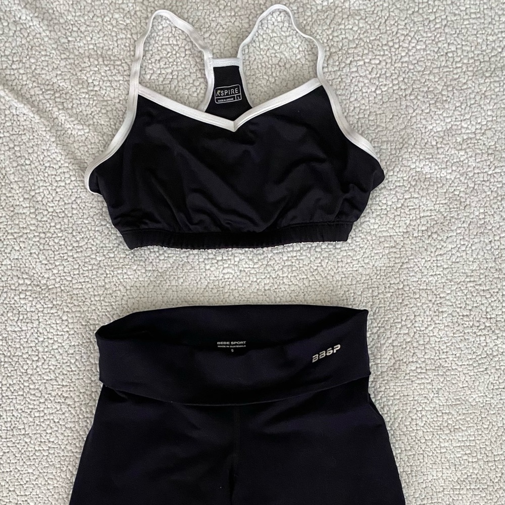 Aspire black and white sports bra